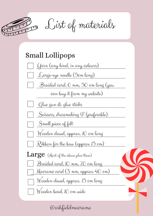 Lollipop: List of materials 🍭