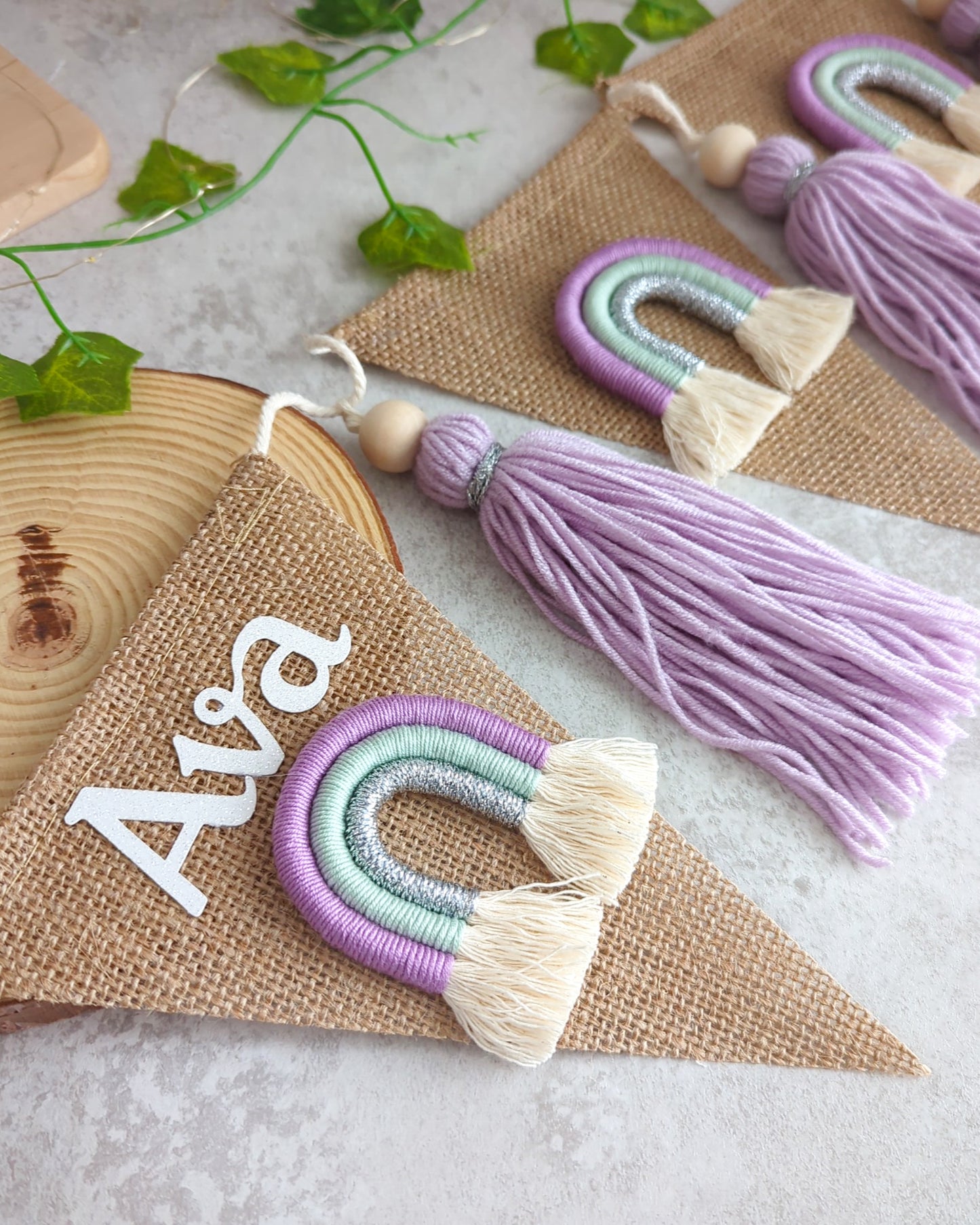 Unique rainbow bunting with tassels