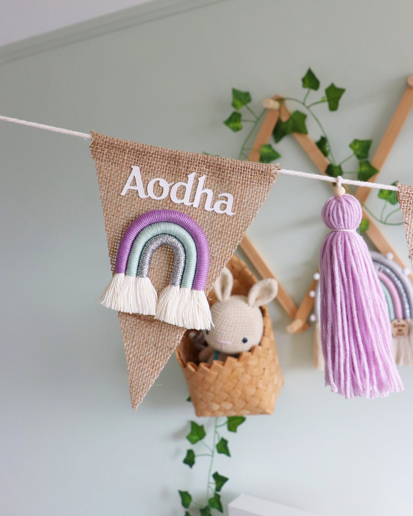 Unique rainbow bunting with tassels