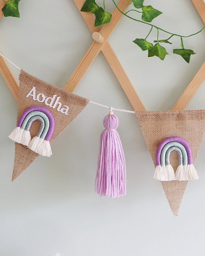 Unique rainbow bunting with tassels