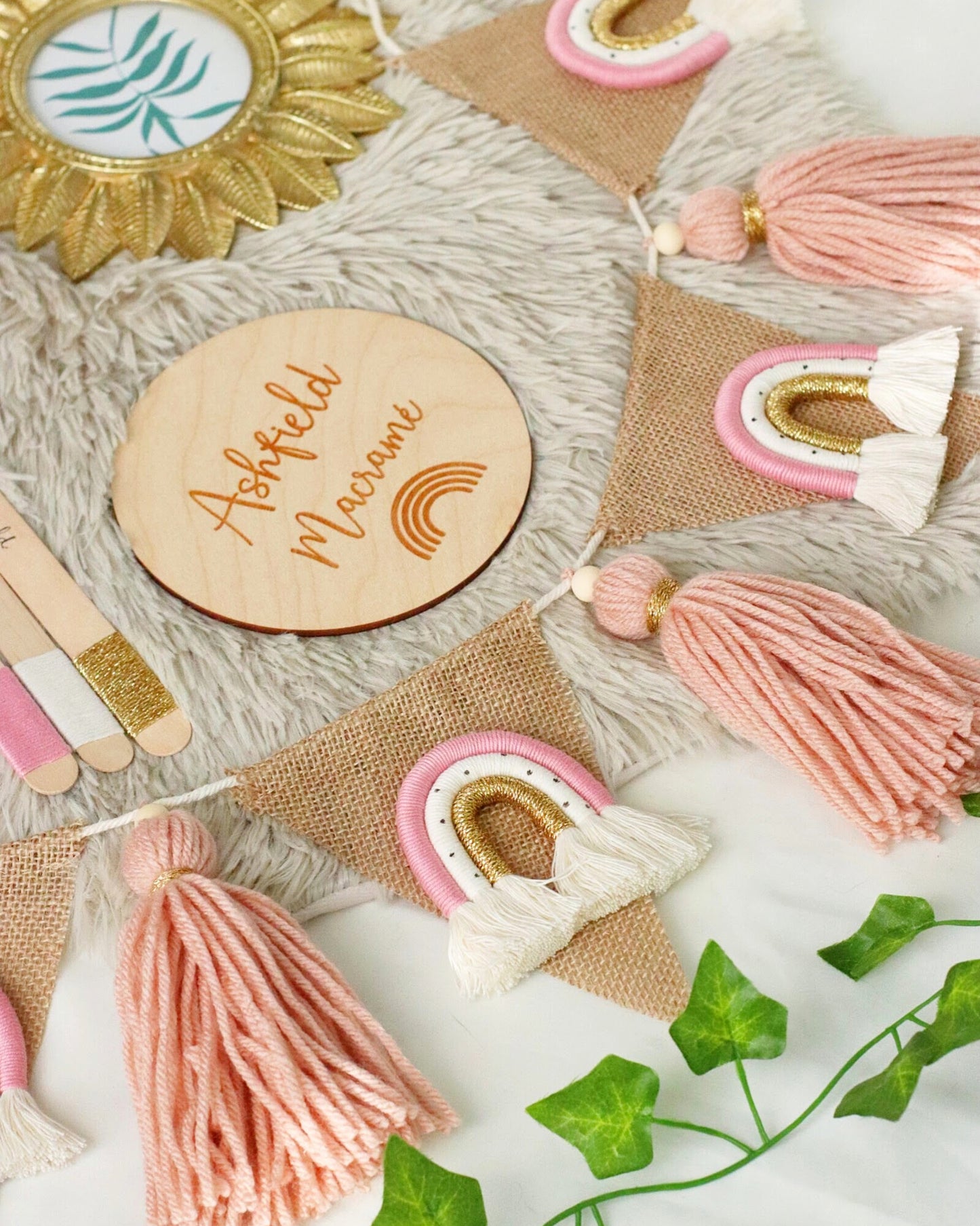 Unique rainbow bunting with tassels