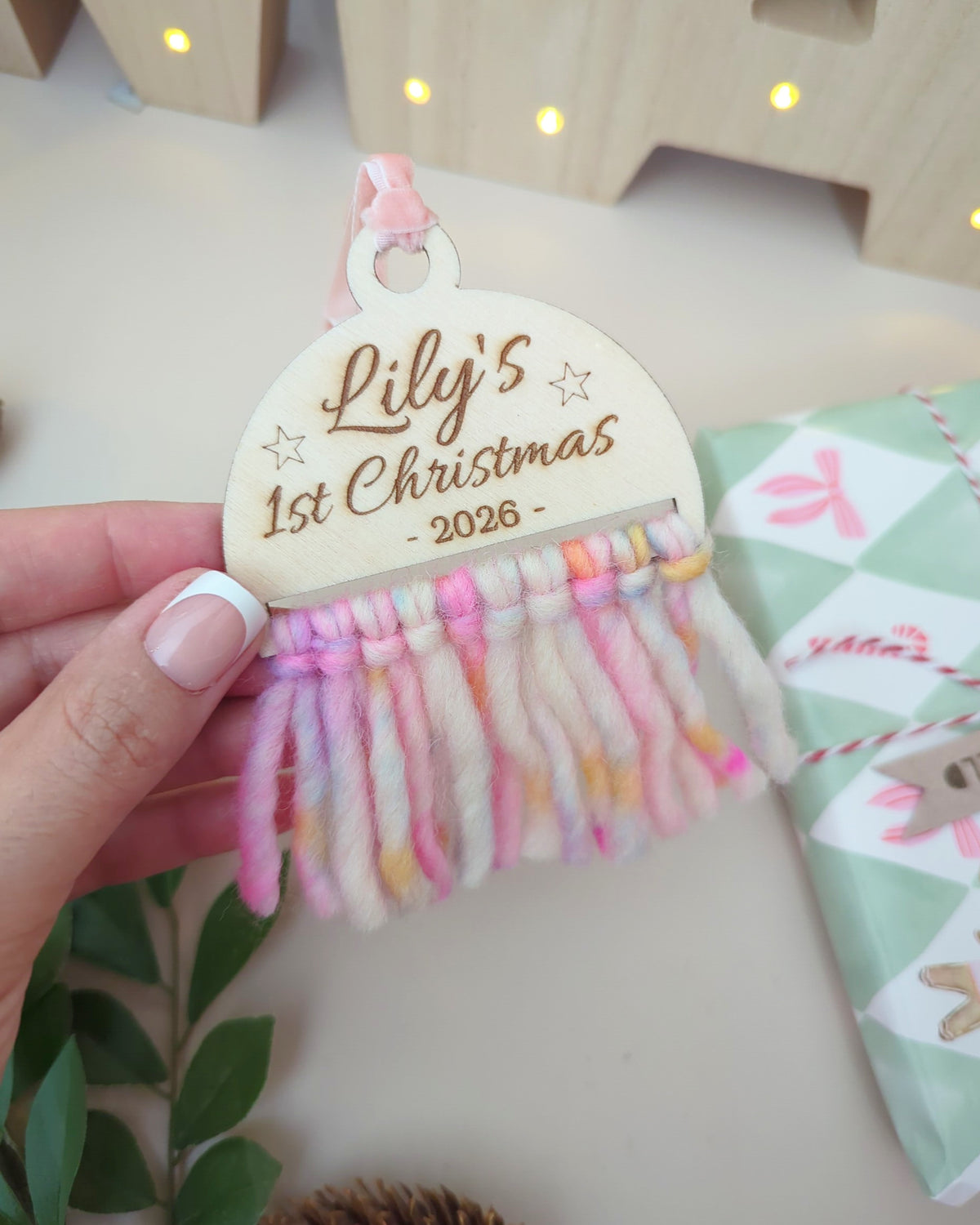 - WOODEN BAUBLE - 🧶Personalised