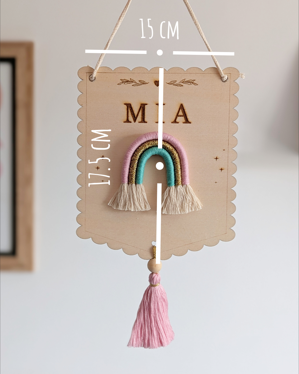 Engraved Banner with Rainbow & Tassel