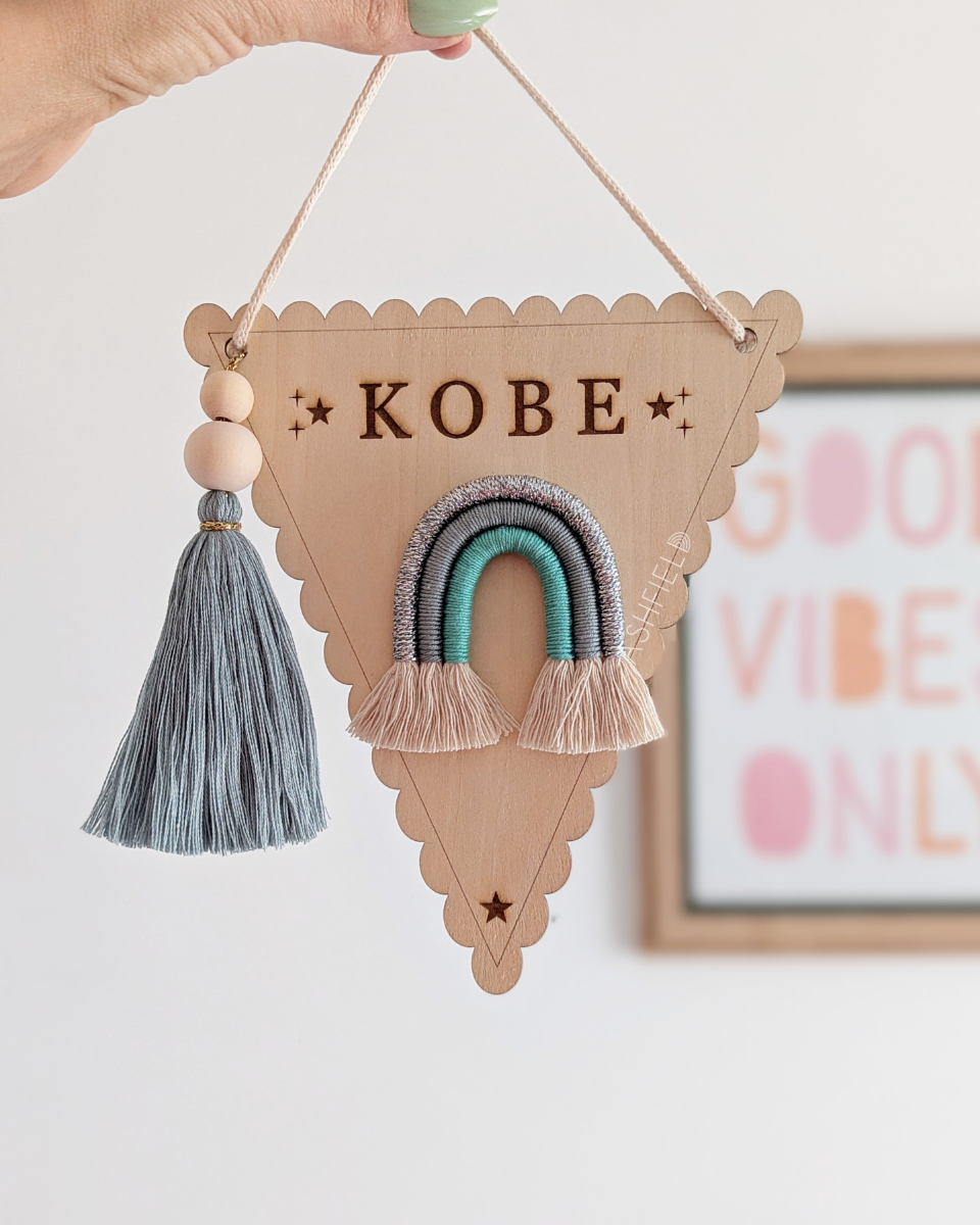 Engraved Banner with Rainbow & Tassel