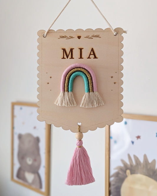 Engraved Banner with Rainbow & Tassel