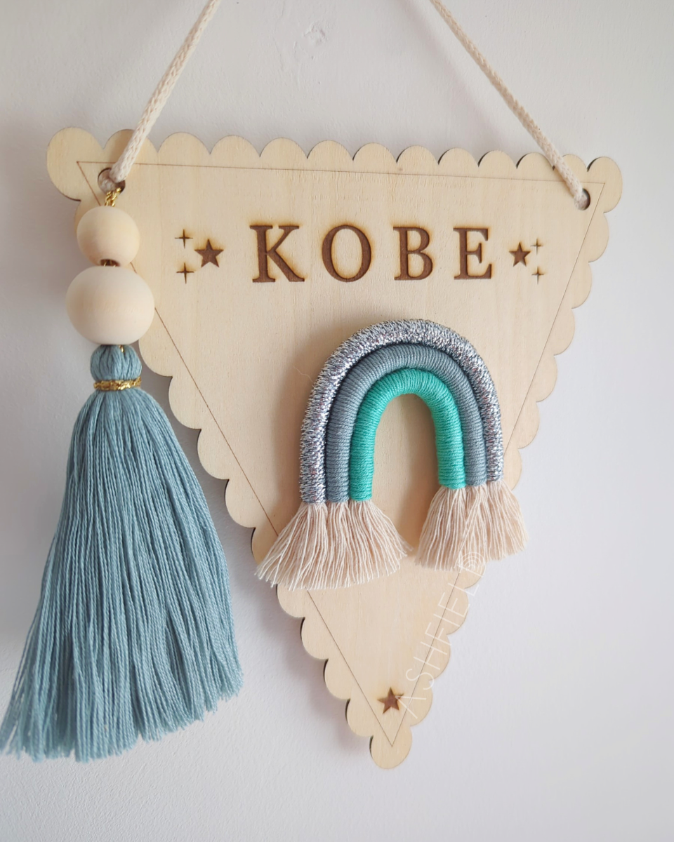 Engraved Banner with Rainbow & Tassel