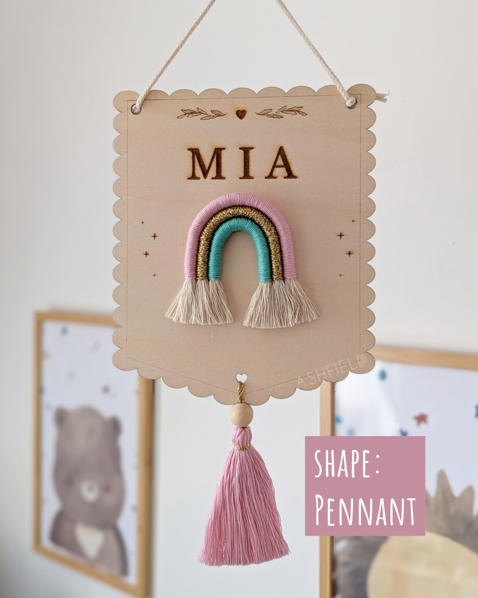 Engraved Banner with Rainbow & Tassel