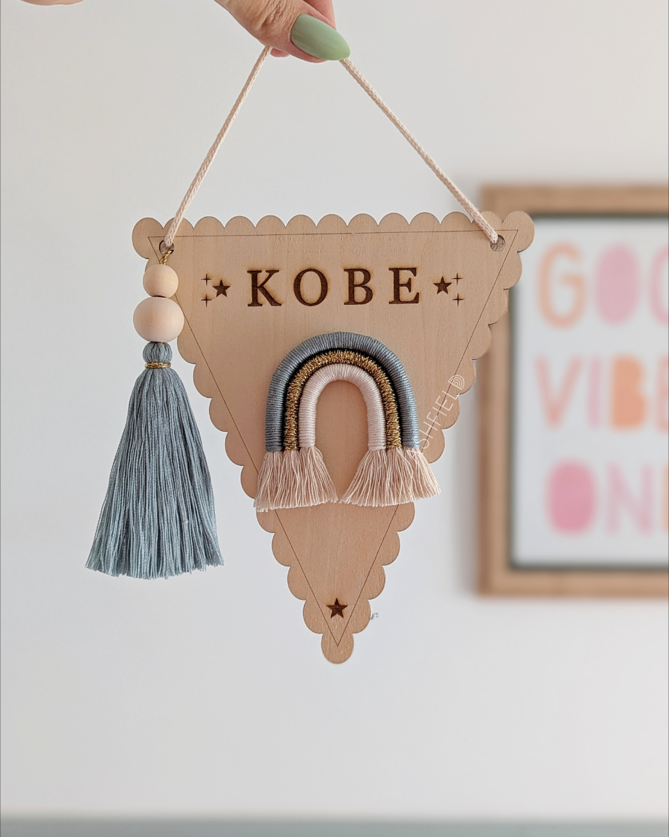 Engraved Banner with Rainbow & Tassel