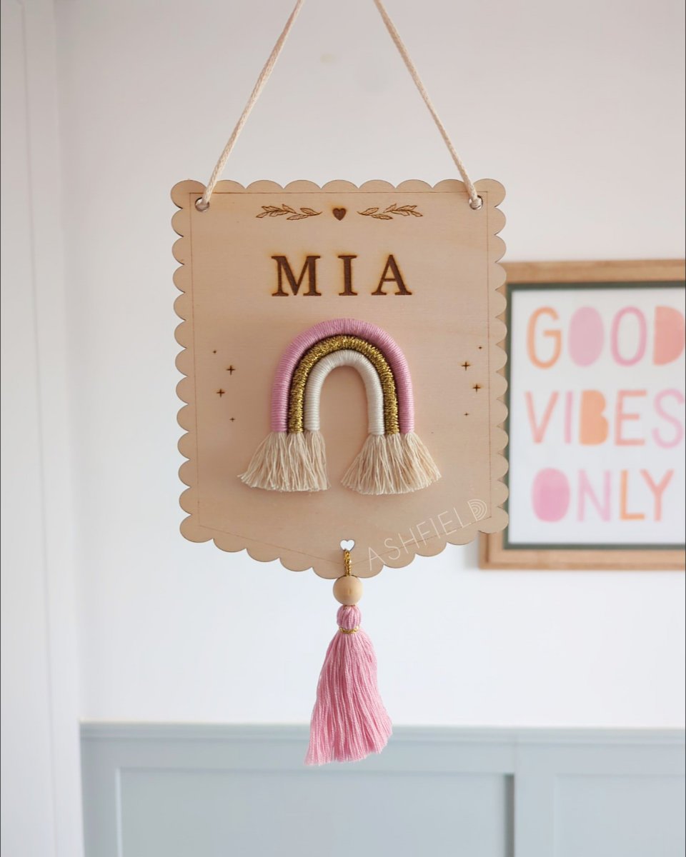 Engraved Banner with Rainbow & Tassel