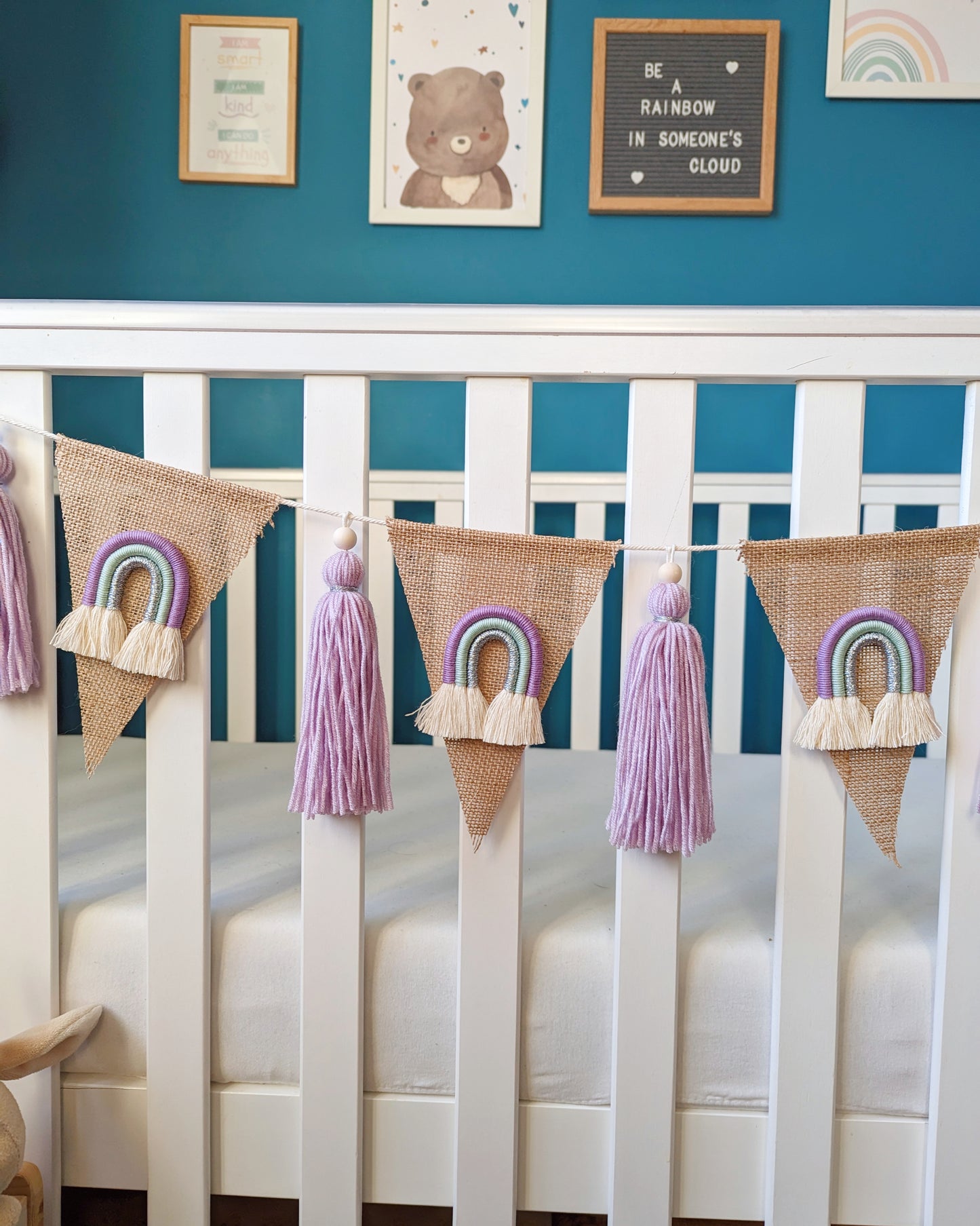 Unique rainbow bunting with tassels